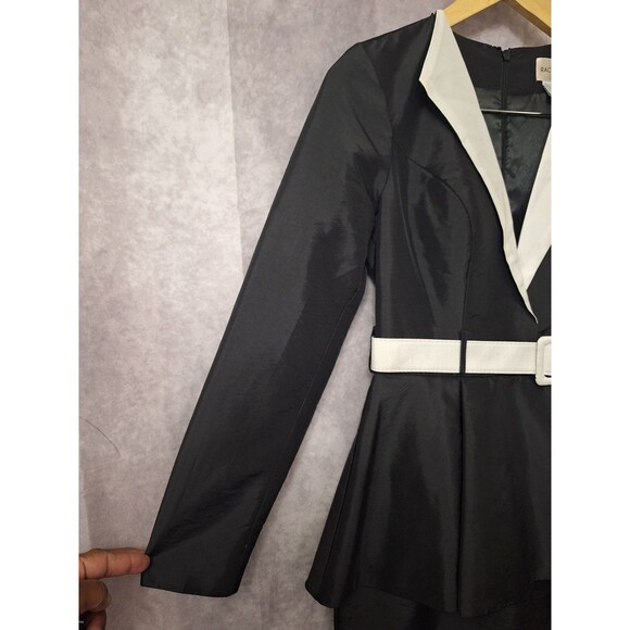 Rachel Allan Long Sleeve V-Neck Cocktail Dress Sz 6 Peplum Wedding Formal - Picture 7 of 9